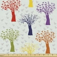 thumbnail image 1 of Nature Fabric by the Yard Upholstery, Repeated Print of Sparrows Settled Colorful Cartoon Trees Bird Patterns, Decorative Fabric for DIY and Home Accents, Indigo and Multicolor by Ambesonne, 1 of 5