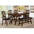 thumbnail image 4 of Set of 2 Dark Walnut Wood Dining Chairs with V-Shape Back & Faux Leather Cushions | Contemporary Modern Kitchen & Breakfast Room Furniture | 18"x21"x39"H, 4 of 7