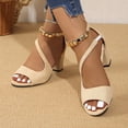 thumbnail image 4 of Havenx Strappy Heels for Women Open Toe Fish Mouth Buckle Ankle Strap Block Heels Summer Casual Pumps Party Wedding Bridal Shoes 2026,Khaki 39(US-7.5), 4 of 5