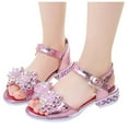 thumbnail image 3 of Toddler Dress Shoes Little Girls Heels Flower Girl Sandals Open Toe Big Kid Wedding Party Shoes tacones para niñas Low Heel Shiny Sandals, 3 of 5
