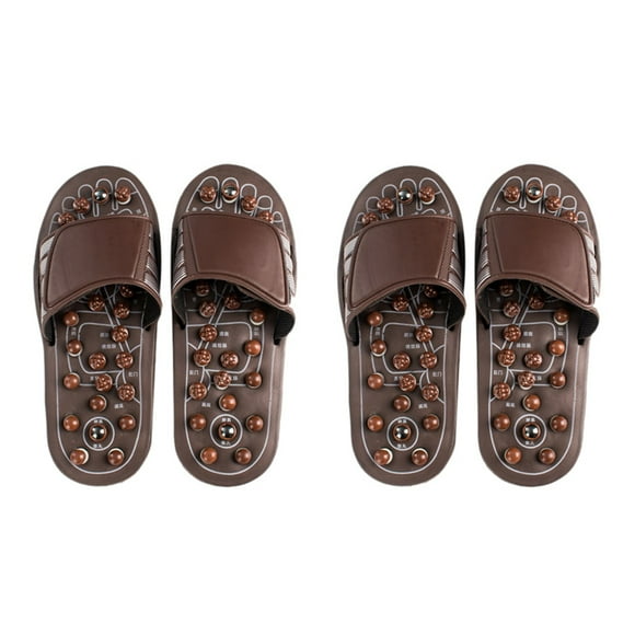 2X Acupressure Foot Massager Slippers Shoes Reflexology Sandals Relief Plantar Fasciitis Arthritis for Men Women L,2 pair * Massage Slipper,Brown