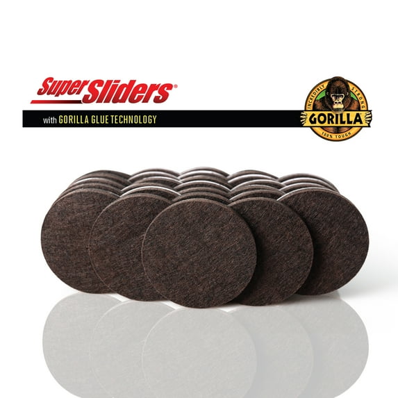 Super Sliders Super Sliders x Gorilla Glue 2 3/4" Round Felt Pads for Hardwood, Brown (32 Pack)