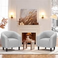 thumbnail image 2 of Renwick Corduroy Fabric Accent Barrel Chair with Elastic Foam Fills, Set of 2, Light Gray, 2 of 9