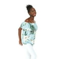 thumbnail image 4 of Women's Hawaiian Off-Shoulder Ruffle Muumuu Top in Wispy Cereus Light Blue L, 4 of 5