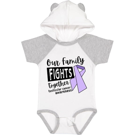 Inktastic Our Family Fights Together Testicular Cancer Awareness Boys or Girls Baby Bodysuit