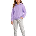 thumbnail image 4 of CUZIBR Kids Girls Hoodies Basic Solid Color Sweatshirt Pullover Long Sleeve Casual Fall Winter Clothes,Purple,12-13 Years, 4 of 4