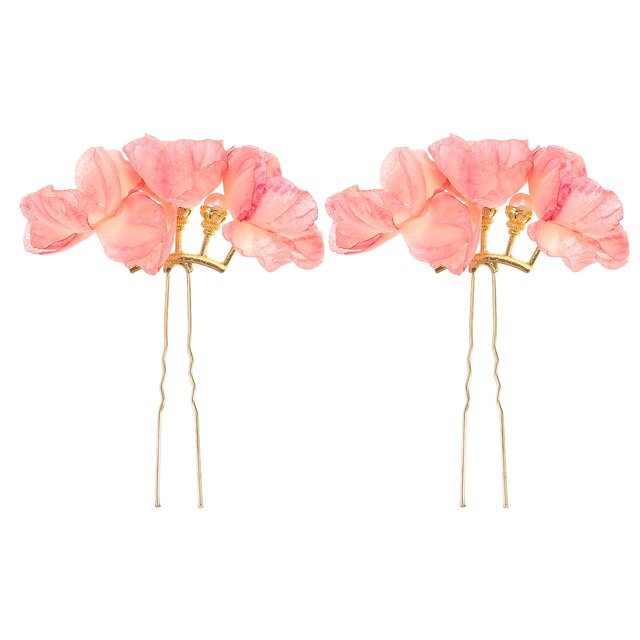 1 par de horquillas florales vintage para el pelo, horquillas con flores y perlas, accesorios para el cabello de Hanfu japonés para bodas y novias