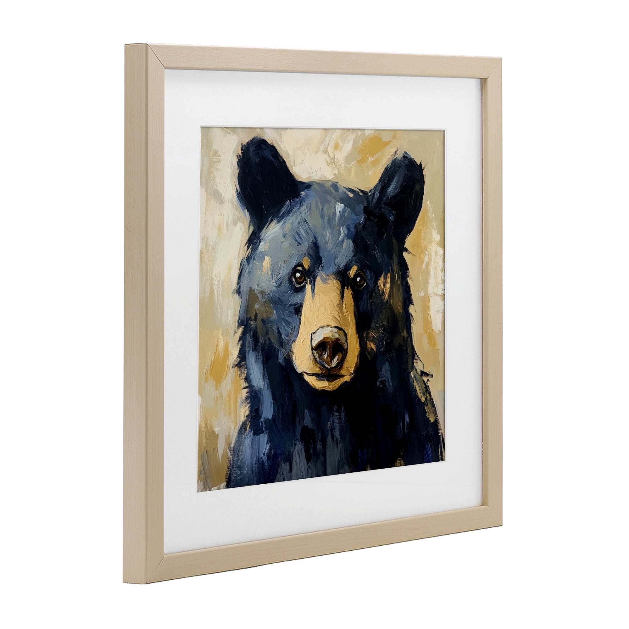 Stupell Industries Big Bear with Brushstrokes Birch Framed Print Under Glass, design by Petal Prints Design