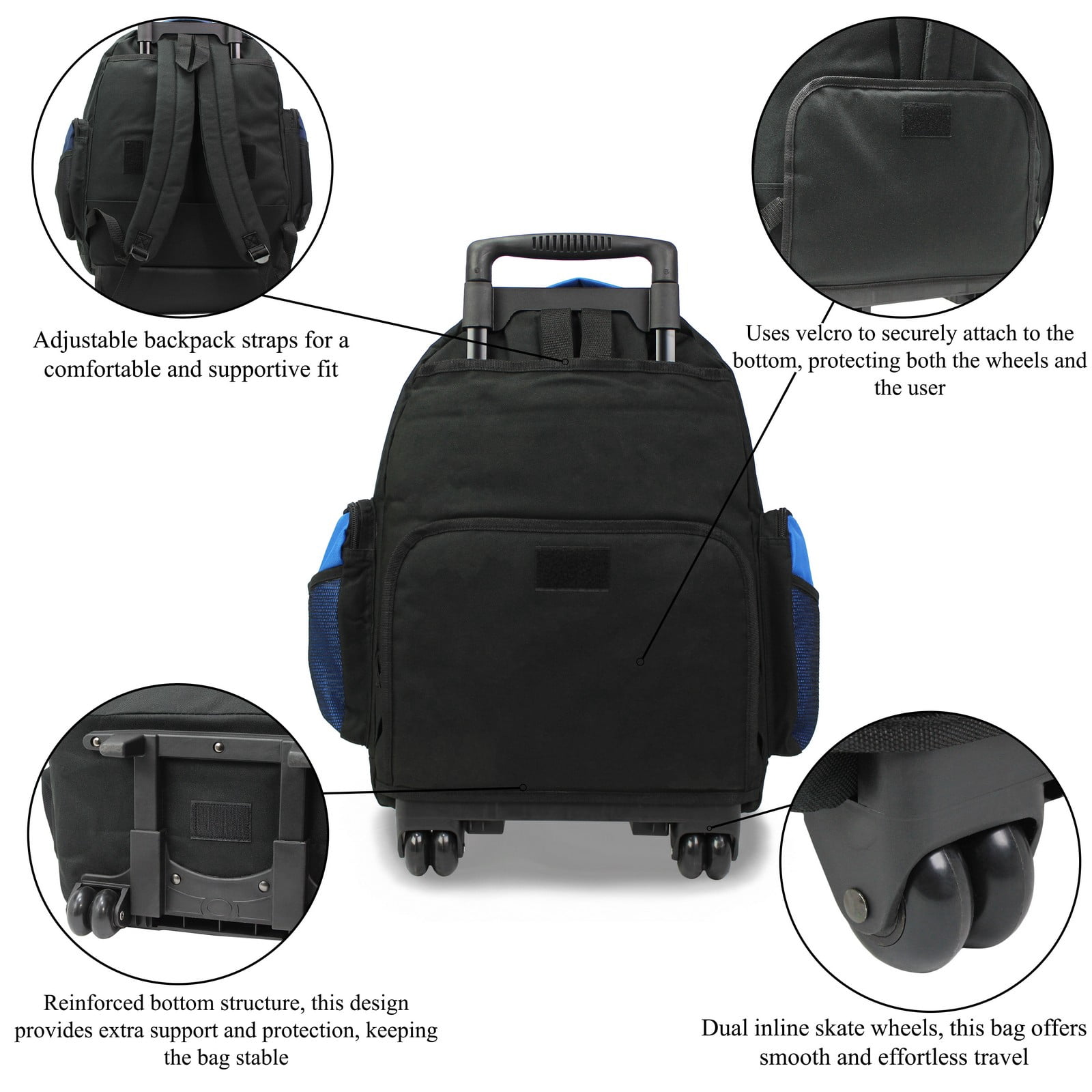 World Traveler Transworld 22-Inch Carry-On Rolling Backpack Airline Approved Size - RoyalBlue