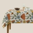 thumbnail image 3 of Mushroom Retro 70S Floral Boho Tablecloth Square 60 In Vintage Flowers Bohemian Washable Wrinkle Stain-Resistant Polyester Rustic Farmhouse Table Cloth Holiday Decor For Party Picnic Dining Outdoor, 3 of 5