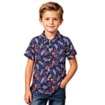 thumbnail image 4 of Angala Child Tees Summer Short Sleeve Button Down Shirts Lapel Neck Firework Print Independence Day Comfortable Soft Dailywear Toddler Boys T Shirts Size 2-3 Years Dark Blue, 4 of 4