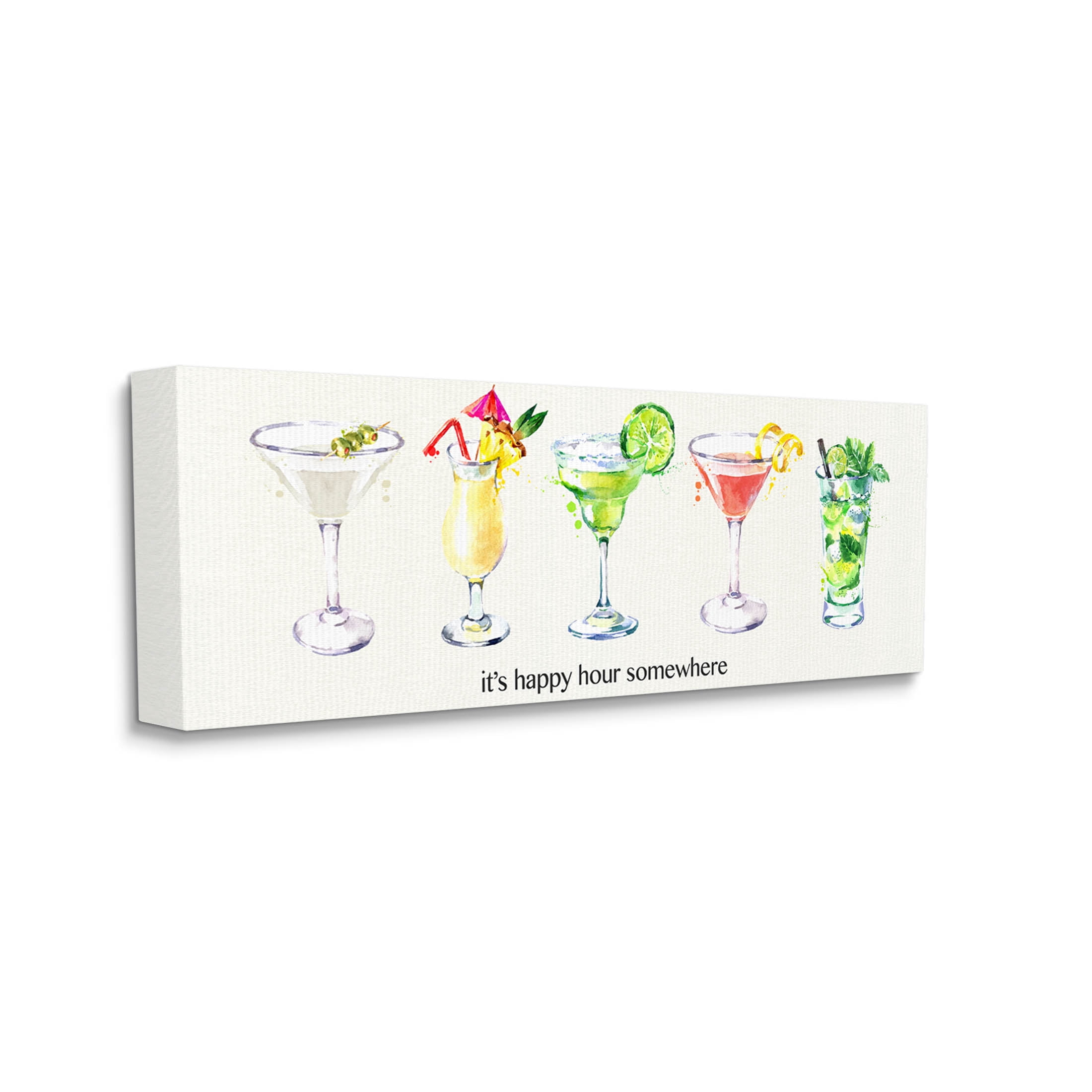 Happy Hour Somewhere Cocktails Food & Beverage Graphic Art Gallery Wrapped Canvas Print Wall Art