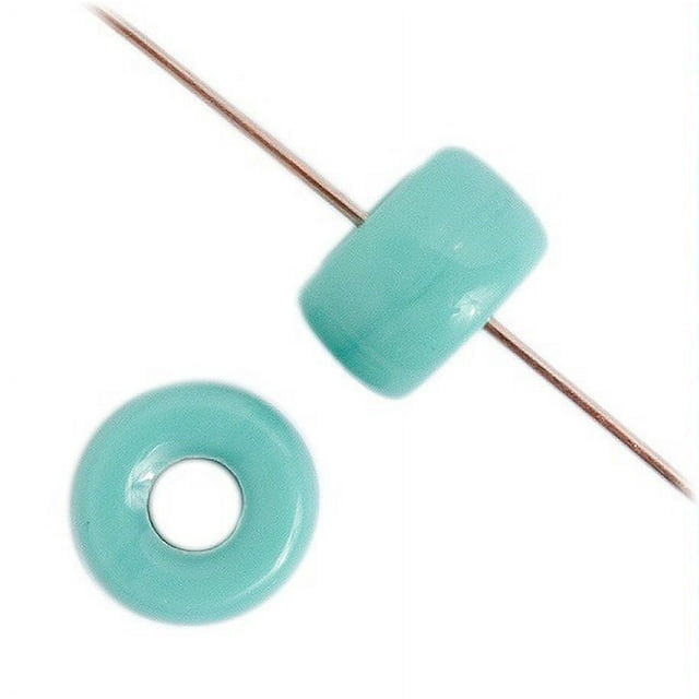John Bead 100pcs 9mm Glass Crow Beads | Opaque Turquoise Glass Pony Bead