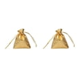 thumbnail image 4 of Ounissouiy 100 piezas bolsas de joyería brillante embalaje de regalo reutilizable cordón tela no tejida celebraciones de fiesta de bricolaje Dorado/7*9cm 2piezas, 4 of 6