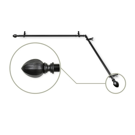 Contemporary Home Living 177" Black Solid Decorative Corner Window Curtain Rod