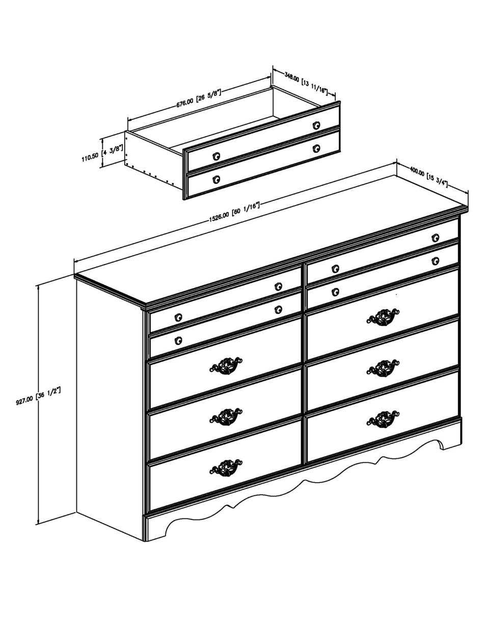 South Shore Prairie 8Drawer Double Dresser, Country Pine