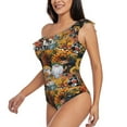 thumbnail image 2 of Easygdp Welcom Fall Women's One Shoulder Ruffle Monokini Bathing Suits with Removable Chest Pad, Quick Drying - Small, 2 of 8