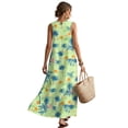 thumbnail image 2 of Xixirimido Palm Trees Sunset Green Print Women Maxi Dresses Casual Summer Dresses Tank Long Flowy Sleeveless Sundresses with Pockets Beach Vacation Outfits, Large, 2 of 7