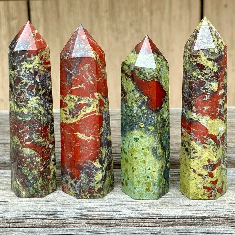 Dragon Bloodstone Healing Crystal Tower Point Wands Reiki Obelisk Mineral Rocks