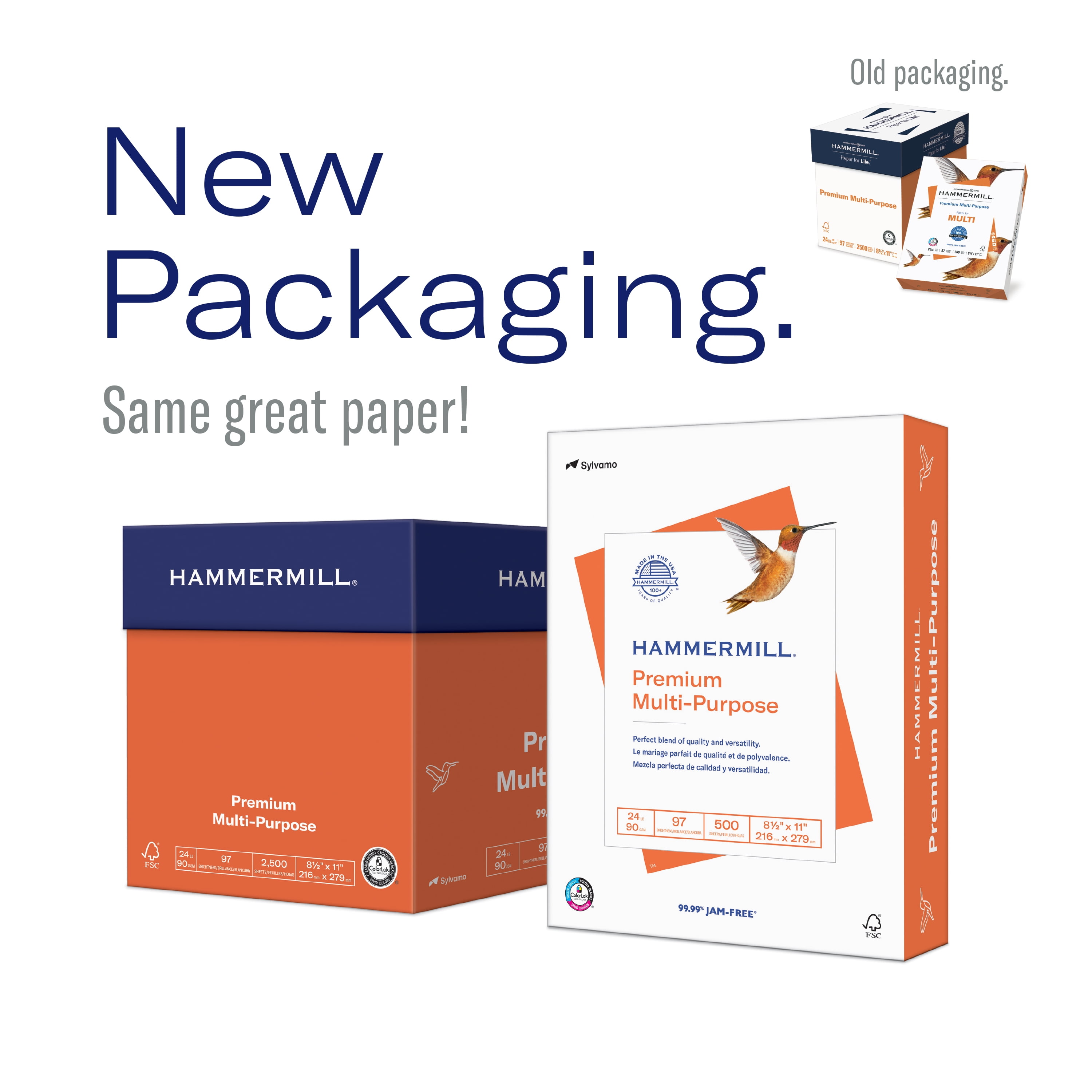 Hammermill Premium Multipurpose Paper 24-lb 8-1/2 x 11 White 2500/Carton 105810 