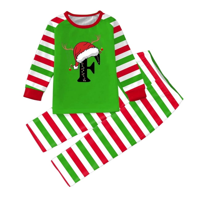 Dsscvnef Tenues Familiales Assorties Enfants Confortables et Décontractés Ensemble de Pyjama de Noël Assorti Imprimé Alphabet Col Rond Manches Longues Pantalons Longs Pyjamas de Noël pour Famille Grande Taille 3x H