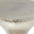 thumbnail image 5 of DecMode Contemporary Metal Hourglass-Shaped Accent Table with Hammered and Visible Dimple Patterns Detail, 14"W x 18"H, Silver, 5 of 17