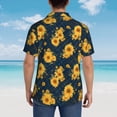 thumbnail image 4 of Fuzoiu Blue Striped Sunflower A Print Hawaiian Shirt for Men, Summer Beach Casual Short Sleeve Button Down Shirts, Men’s Beach Summer Shirts with Pocket,XX-Large, 4 of 7