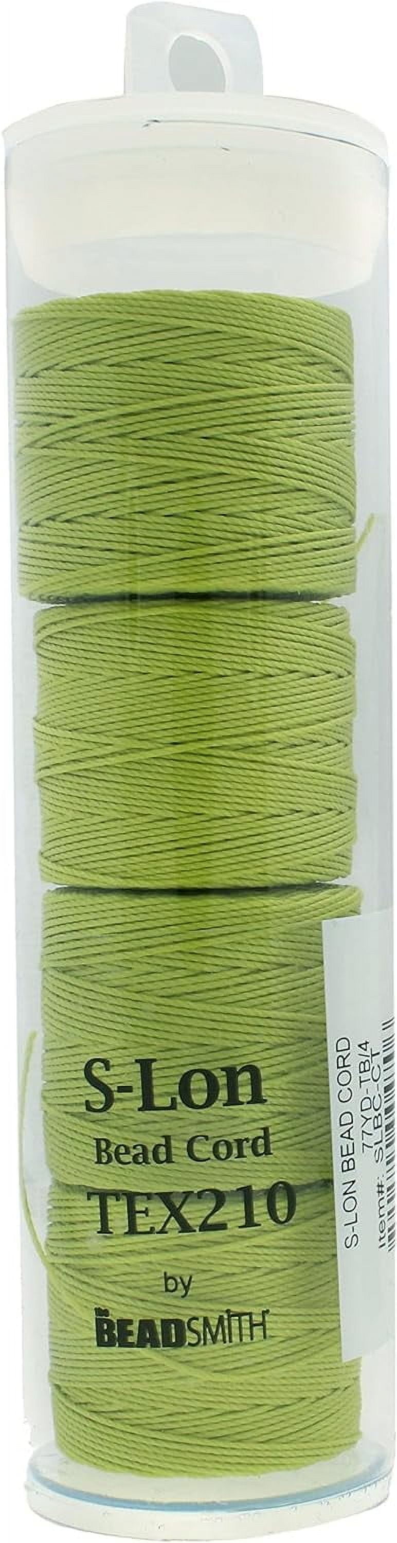 The Beadsmith S-Lon Bead Cord – .5 mm Twisted Nylon Cord, 4 Spools, Avocado Color, TEX210, 77 Yards
