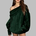 thumbnail image 5 of Yangnuo Womens Fashion Loose One Shoulder Hooded Sweatshirts Hoodies Womens Casual Solid Color Long Sleeve Loose Hooded And Off Shoulder Hoodies Sweatshirt Blouse Pullover Tops, 5 of 5