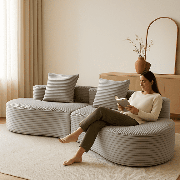 Living Room Sofas Compressed Sofa:Moon Bay Sofa-YKX-33003A-2-Smoke Grey,Comfortable Sofas