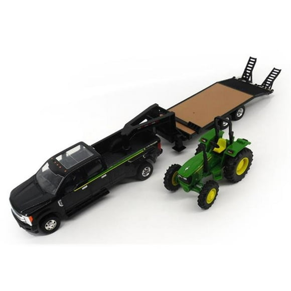 John Deere Dealership Ford F-350 with Trailer Hauling a John Deere 5075E Tractor&#44; 8 Years Above