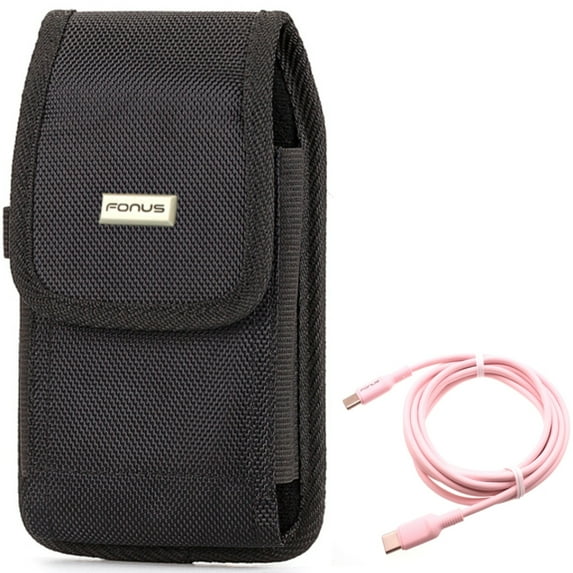 Case Belt Clip w Pink 10ft Long Cable for Samsung Galaxy A73 5G,A53 5G,A33 5G,A13 5G,A03s Phones - Rugged Holster Canvas Cover, USB-C to Type-C PD Fast Charger Cord Power