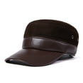 thumbnail image 1 of Casquette de Baseball Homme en Cuir Véritable Patchwork Chapeaux de Papa Marron Automne Hiver Décontracté, Mode, 1 of 5
