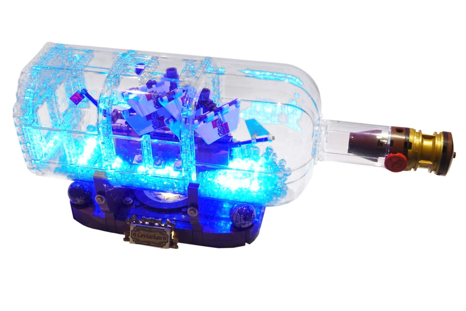 lego ship in a bottle lights