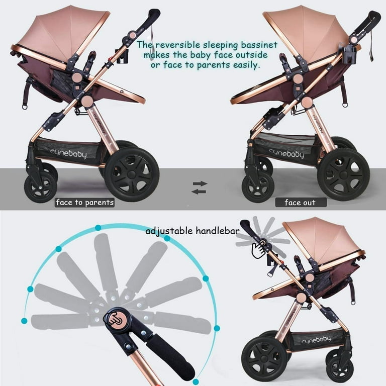 Luxury Baby Stroller with Reversible Seat (Rose Gold) –