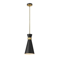 Z-Lite Soriano 8" Round Steel Pendant in Matte Black and Heritage Brass