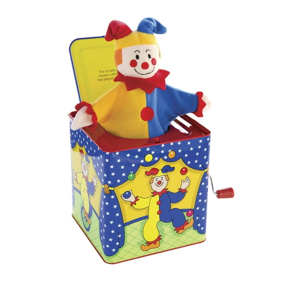 Schylling Classic Jester Jack in the Box - Colorful Musical Toy with Plush Jester - Durable Tin Box for Ages 18 Months and Up