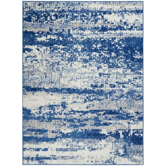 6â€™ x 9â€™ Ivory and Navy Oceanic Area Rug