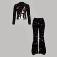 thumbnail image 6 of WhouRiu Girls Christmas Graphic Outfit Sets Fall Winter Long Sleeve Zip Up Jacket Flared Pants Clothes Set 4-14 Years, 6 of 6