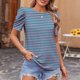 thumbnail image 2 of Tops de Manga Corta para las Mujeres Suelto Ajuste Impreso Cuello Redondo Camiseta Suelta Superior, Poliéster Verano Primavera, 2 of 5