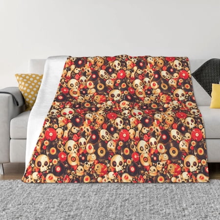 Naloa cute record music Skull Flannel Blankets – Thick and Warm Blanket for Winter Soft Fuzzy Plush King Blanket for All Seasons60 x50 Naloa cute record music Skull Flannel Blankets – Thick and Warm Blanket for Winter Soft Fuzzy Plush King Blanket for All Seasons60 x50