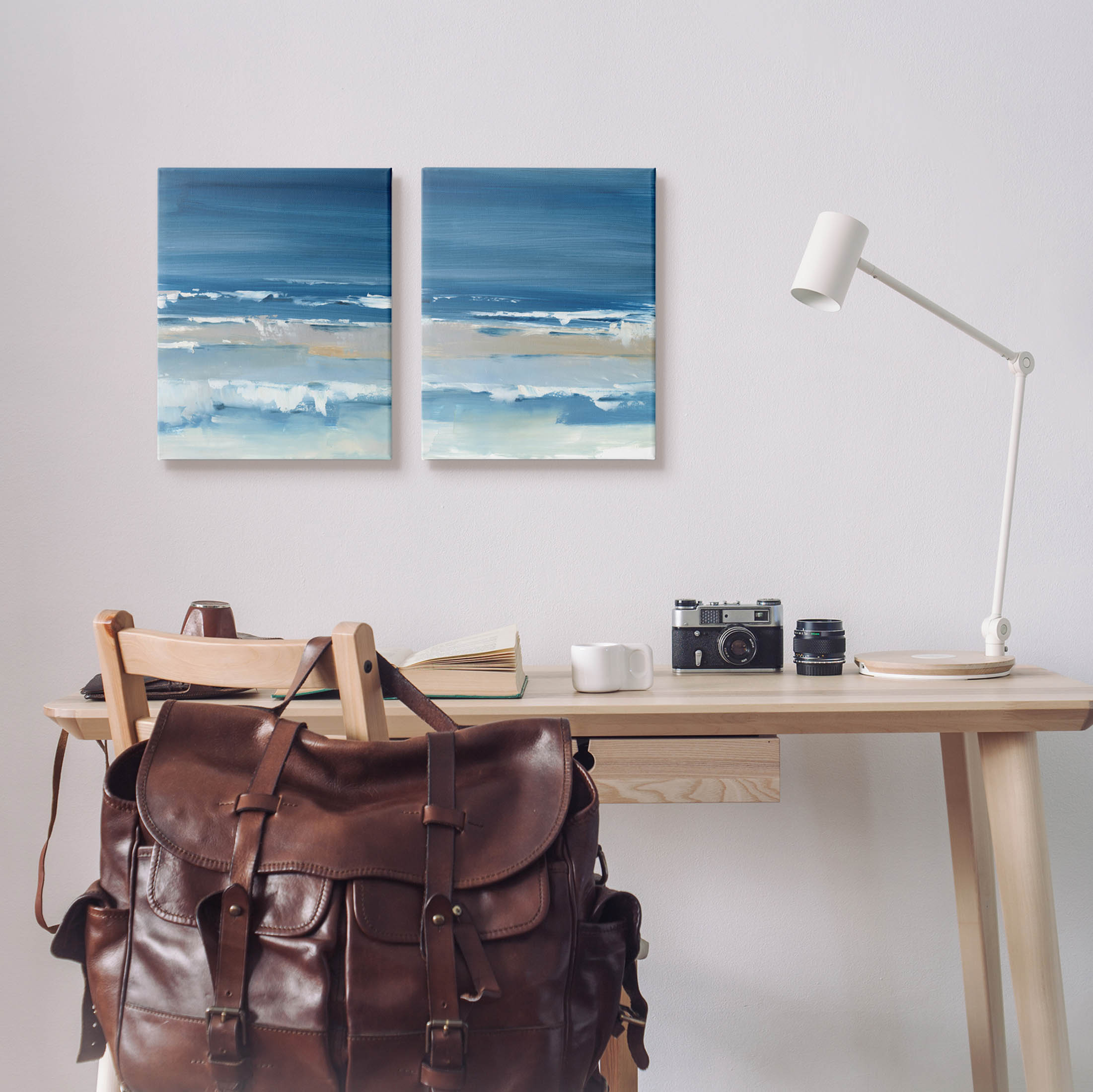 Stupell Industries Crashing Beach Wave Shore Painting Gallery Wrapped Canvas Print Wall Art, Set of 2, Design by Ethan Harper