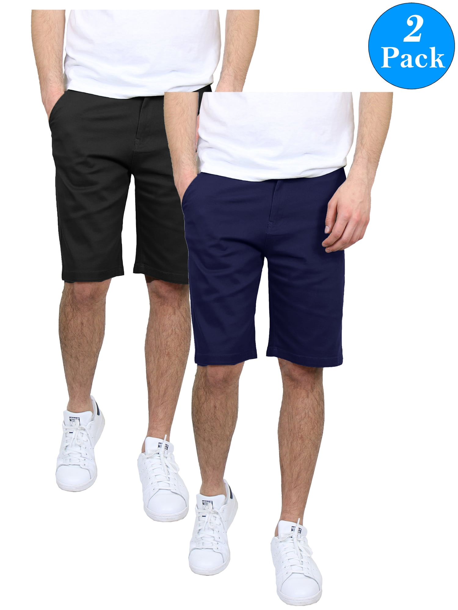 Mens 5-Pockets Flex Stretch Cotton Chino Shorts (2-Pack) - Walmart.com