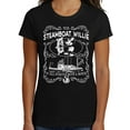 thumbnail image 2 of Womens Steamboat Willie T-Shirt - Classic Vintage Label 1928 Cartoon Shirt, Black 3X-Large, 2 of 3