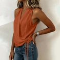 thumbnail image 6 of Womens Tank Tops Side Tie V Neck Loose Fit Cotton Sleeveless Shirts Casual Summer Orange Halter Tops for Women, 6 of 7