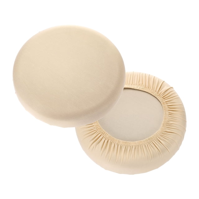 Uxcell 2 Paquete de Fundas de Taburete Redondas, Fundas de Taburete de Bar Lavables a Prueba de Polvo, Beige