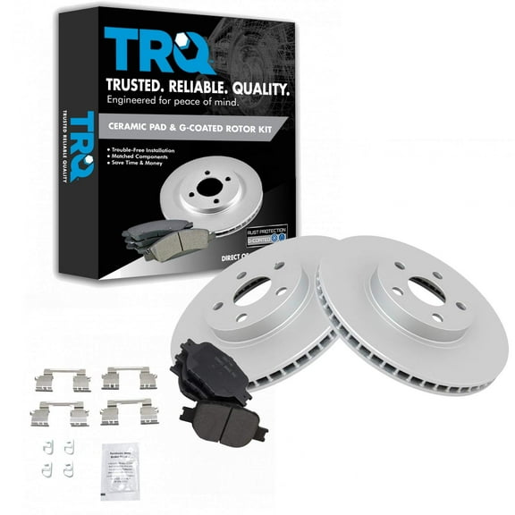 TRQ Front Brake Pad & Rotor Kit Brake Pads Brake Rotor Ceramic Premium G-Coated Fits Select 2005-2010 Scion tC 2000-2005 Toyota Celica