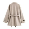 thumbnail image 3 of Cozyvia Women's Fall Solid Color Long Sleeve Basic Belted Coat Jacket - Khaki S, 3 of 3