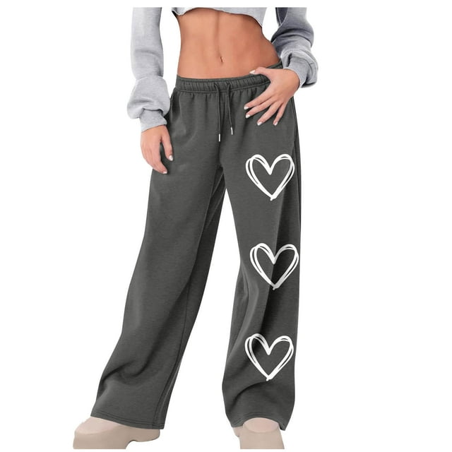 fatyb Womens Sweatpants Drawstring Elastic Waist Lounge Pants Loose Wide Leg Sweat Pants with Pockets