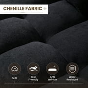 Muumblus Convertible Sofa Bed, Sectional Sleeper Sofa with Storage Chaise, L-Shaped Couch for Living Room, Black Chenille